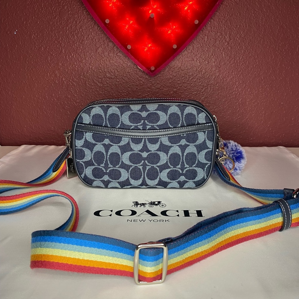 Coach Isla Denim With Rainbow Strap - Picture 2 of 6